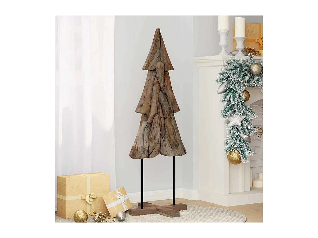 Kerstboom met standaard Bruin 120 cm Massief teakhout