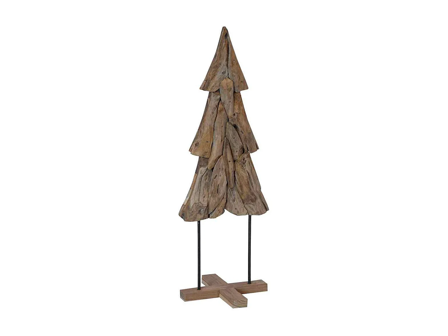 Sapin de Noël avec support Marron 120 cm Bois de teck solide