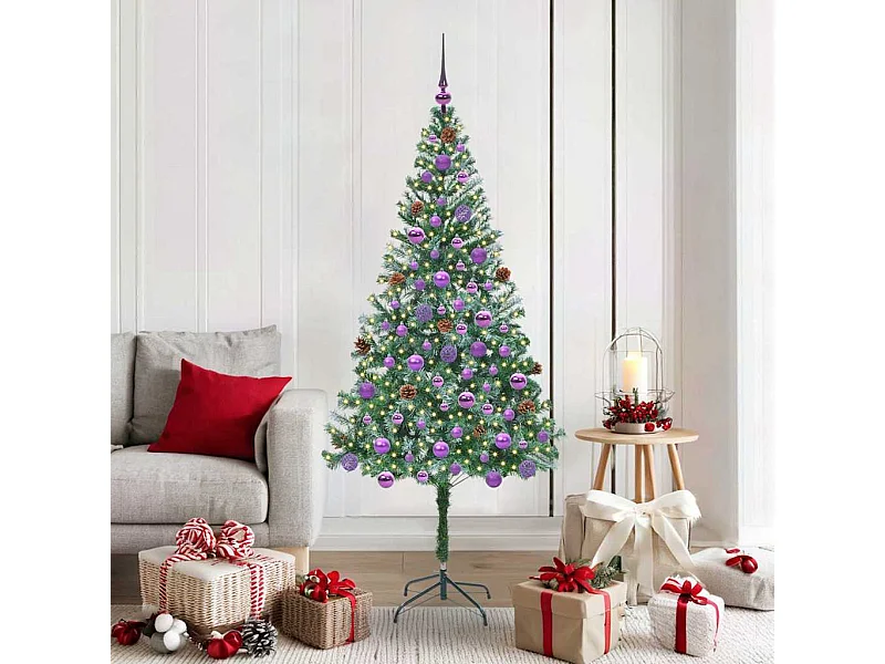 Sapin de Noël artificiel avec 300 LED Vert 180 cm PVC et Acier