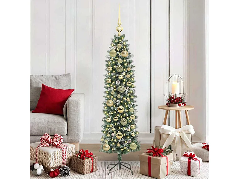 Árbol Navideño Artificial Delgado con 150 LED verde y 150 cm