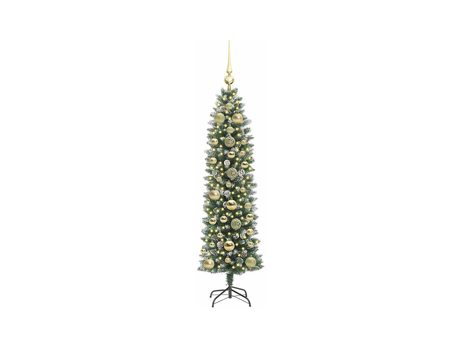 Arbre de Noël artificiel slim avec 150 LED Vert et blanc 150 cm