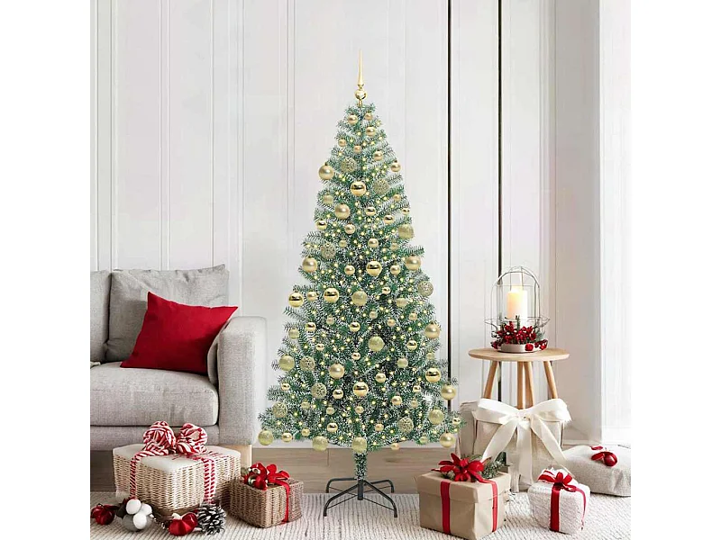 Árbol de Navidad Artificial Nevado con Luz LED Verde y 180 cm