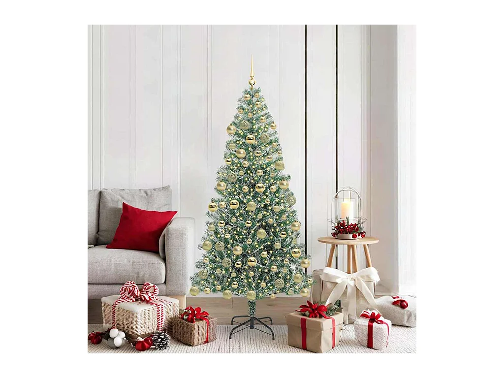 Árbol de Navidad Artificial Nevado con Luz LED Verde y 180 cm