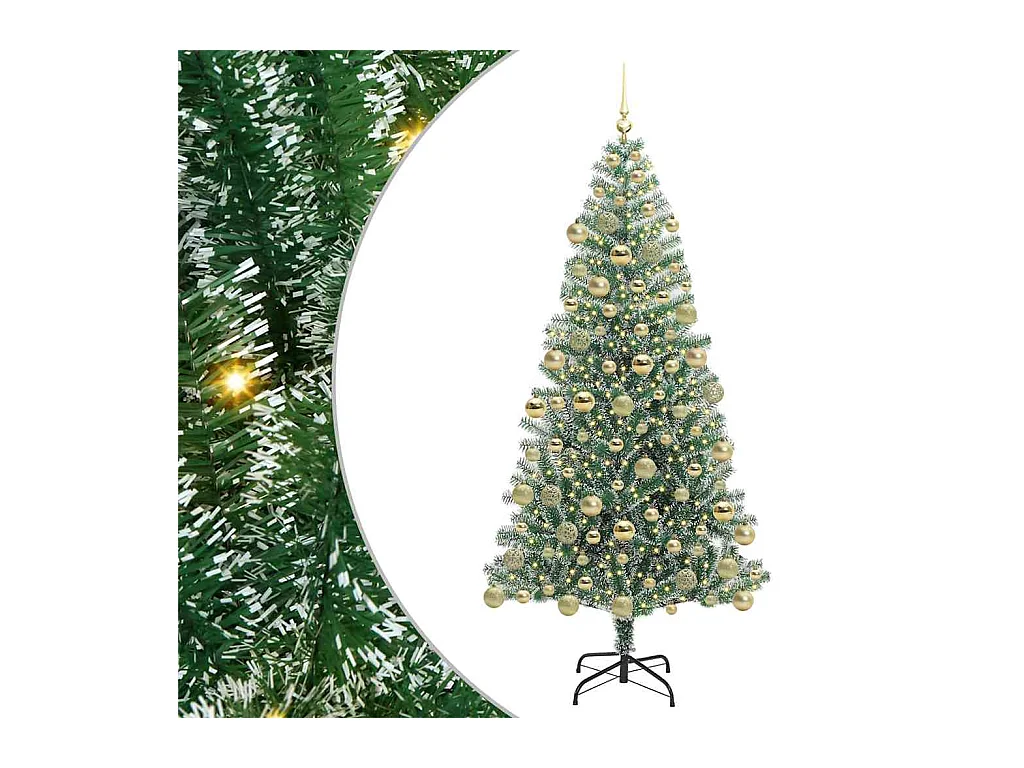 Árbol de Navidad Artificial Nevado con Luz LED Verde y 180 cm