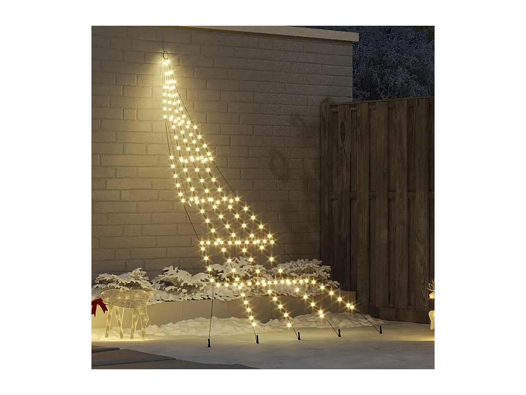 Árvore de Natal LED com 168 LEDs Branco quente 306 cm Metal