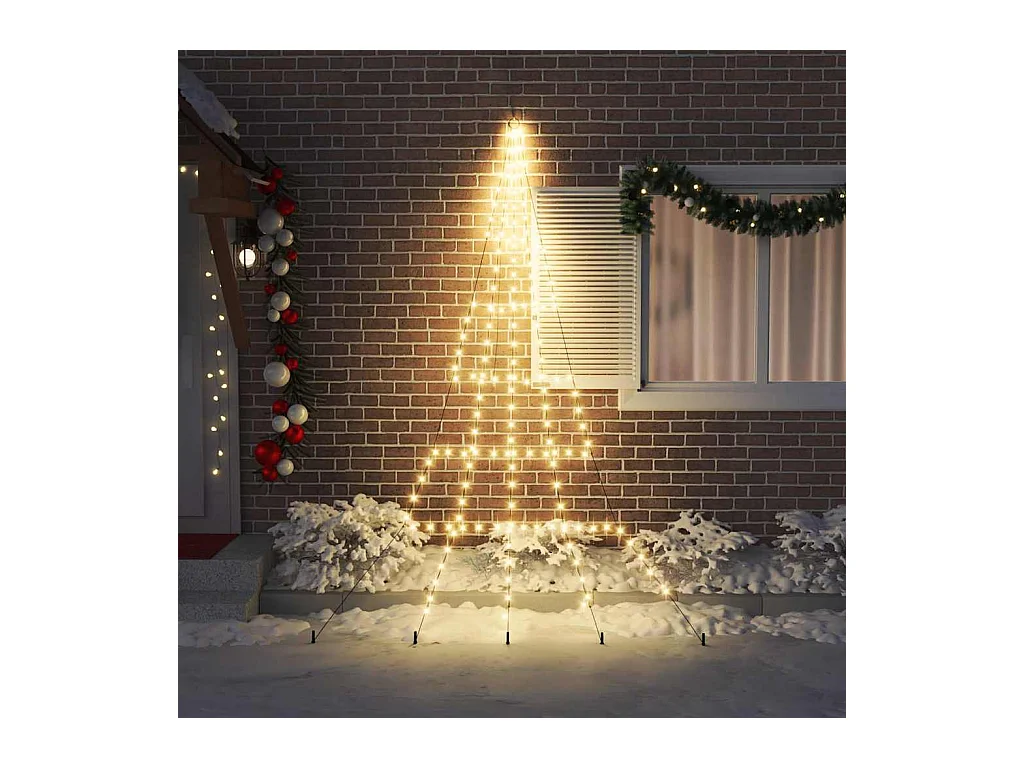 Árvore de Natal LED com 168 LEDs Branco quente 306 cm Metal