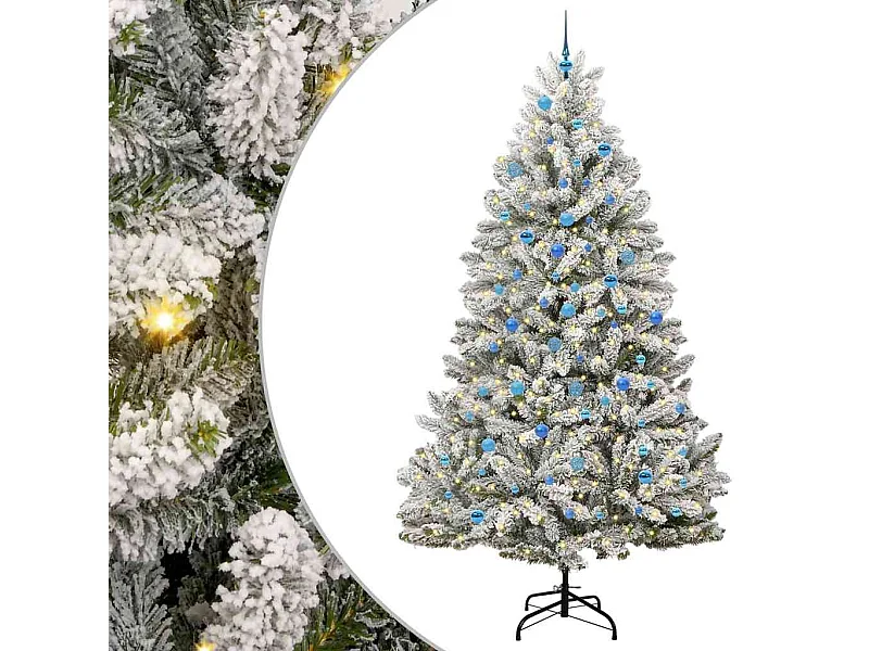 Sapin de Noël artificiel Vert et blanc 240 cm PVC et métal