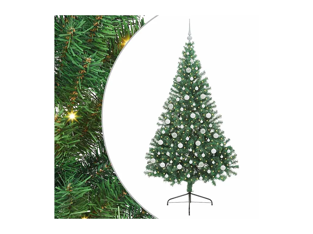 Árbol de Navidad Artificial Preiluminado Verde 210 cm PVC