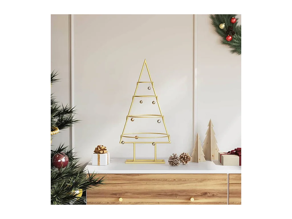 Árbol de Navidad de metal con soporte Dorado 60 cm
