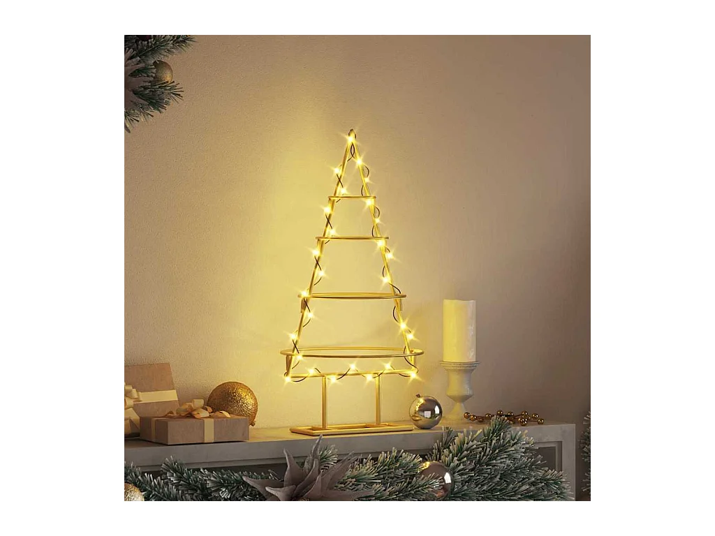 Árbol de Navidad de metal con soporte Dorado 60 cm