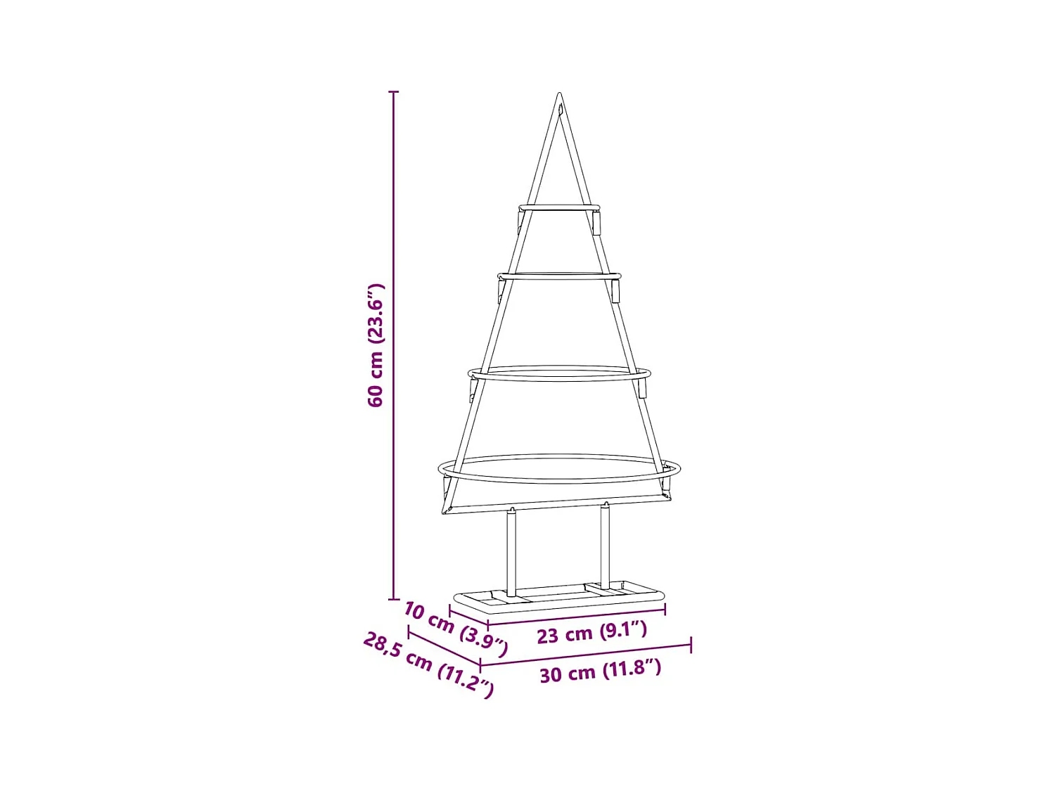 Árbol de Navidad de metal con soporte Dorado 60 cm