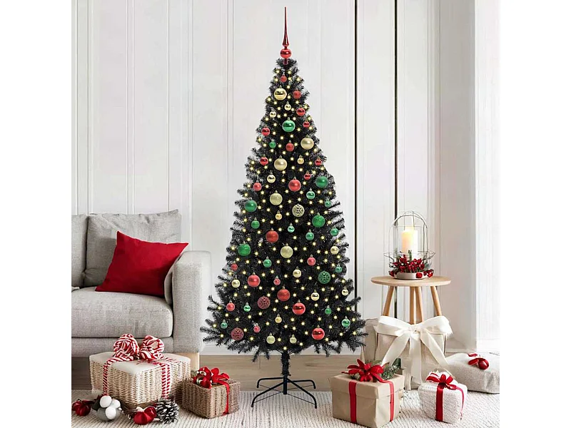 Árvore de Natal com 300 LEDs com suporte Preto 180 cm PVC