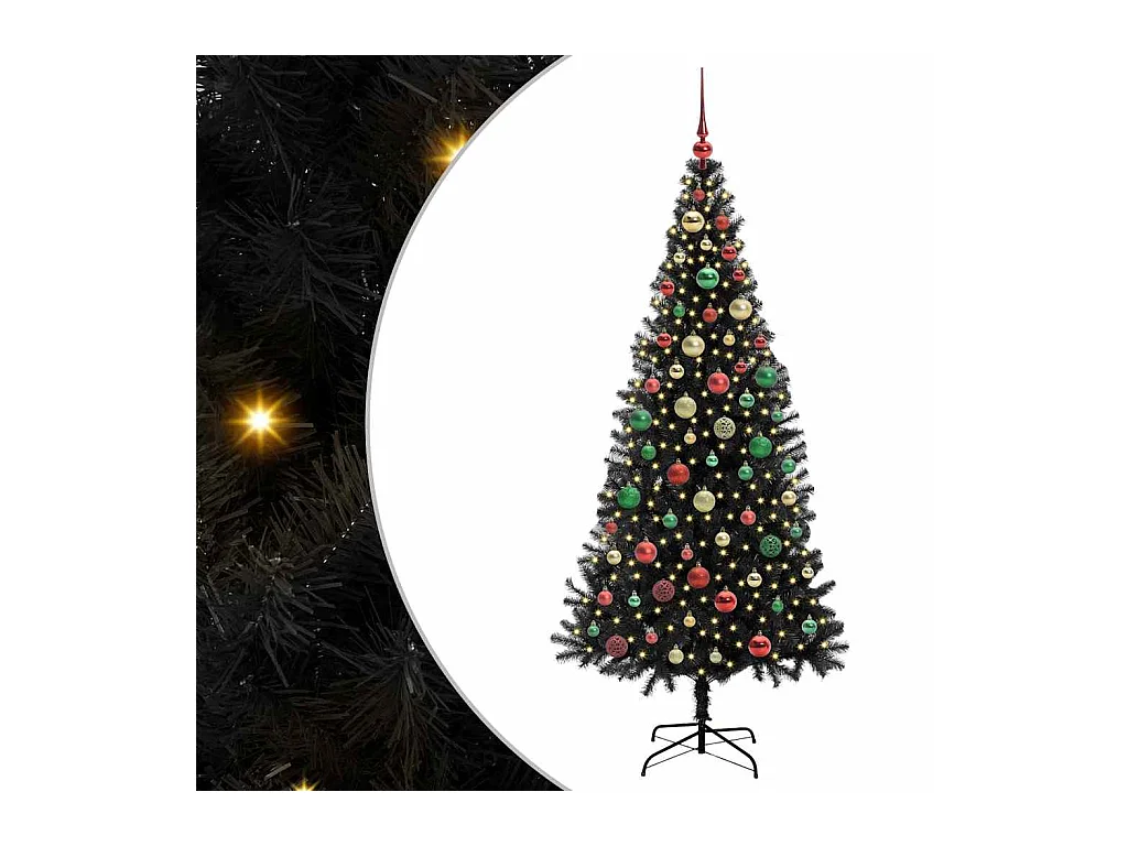 Árvore de Natal com 300 LEDs com suporte Preto 180 cm PVC
