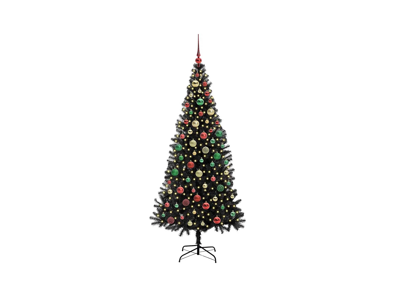 Árvore de Natal com 300 LEDs com suporte Preto 180 cm PVC