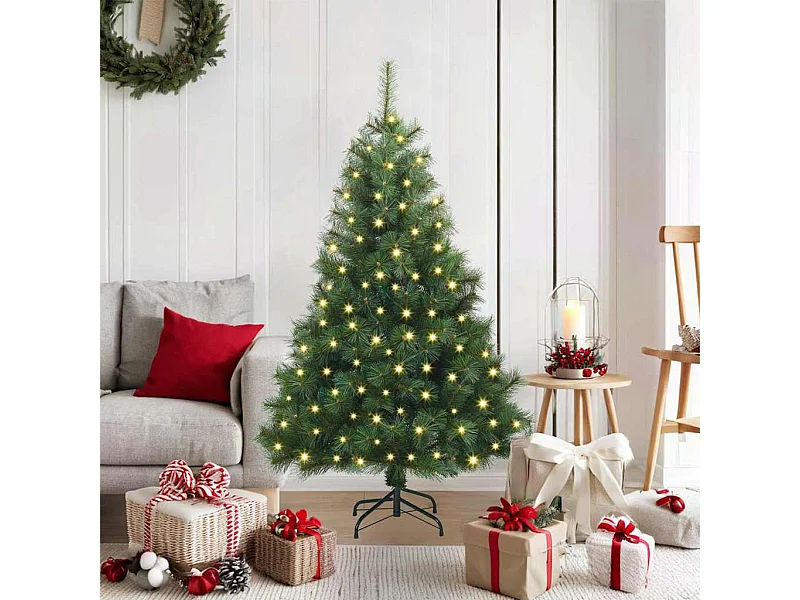 Árvore de Natal Artificial com 150 LEDs Verde 120 cm PE e PVC