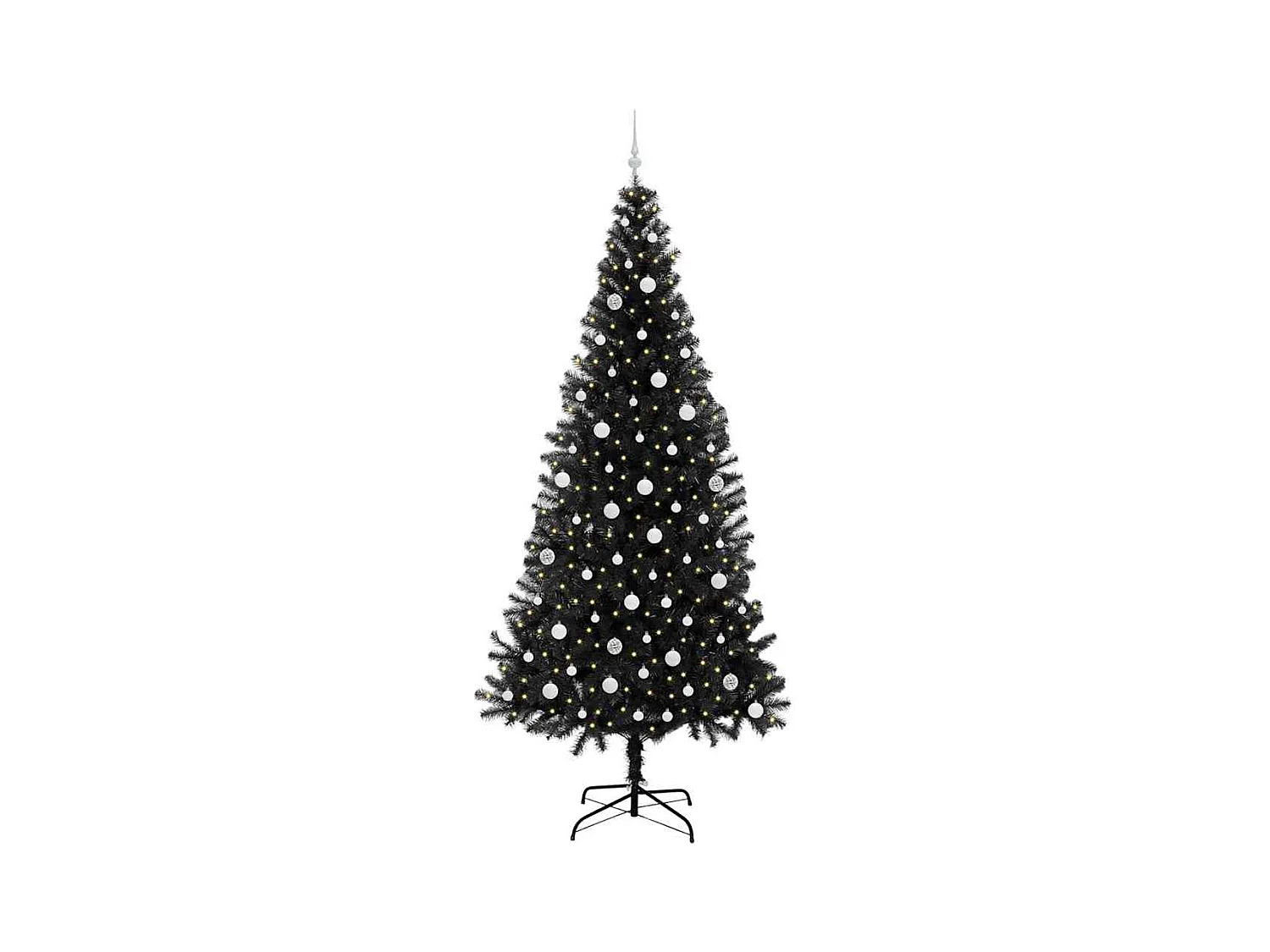 Sapin de Noël avec 300 LED avec support Noir 240 cm PVC