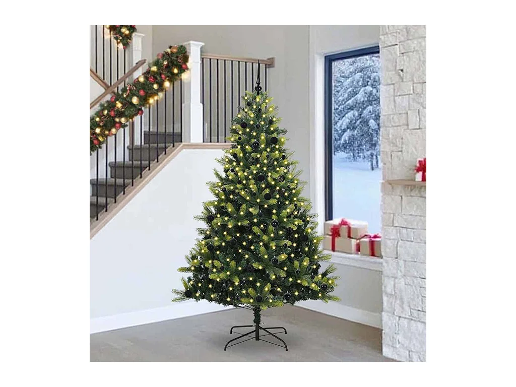 Árbol de Navidad artificial con bisagras 300 LEDs Verde 240 cm