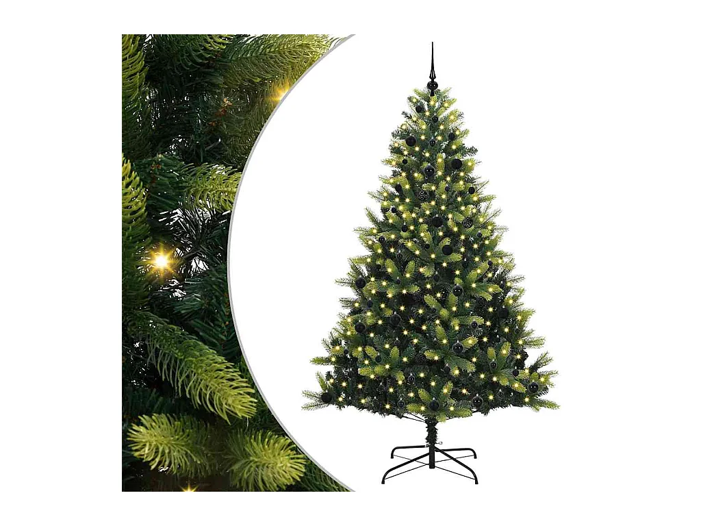 Árbol de Navidad artificial con bisagras 300 LEDs Verde 240 cm