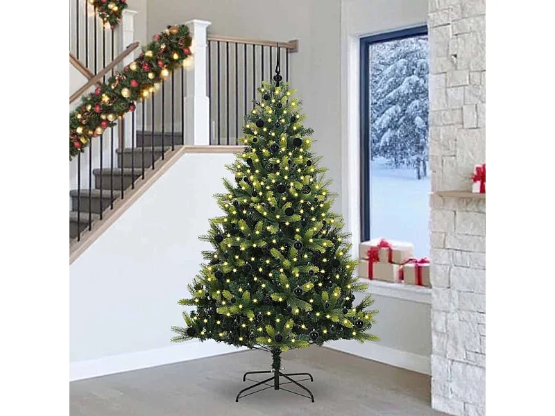 Árbol de Navidad artificial con bisagras 300 LEDs Verde 240 cm