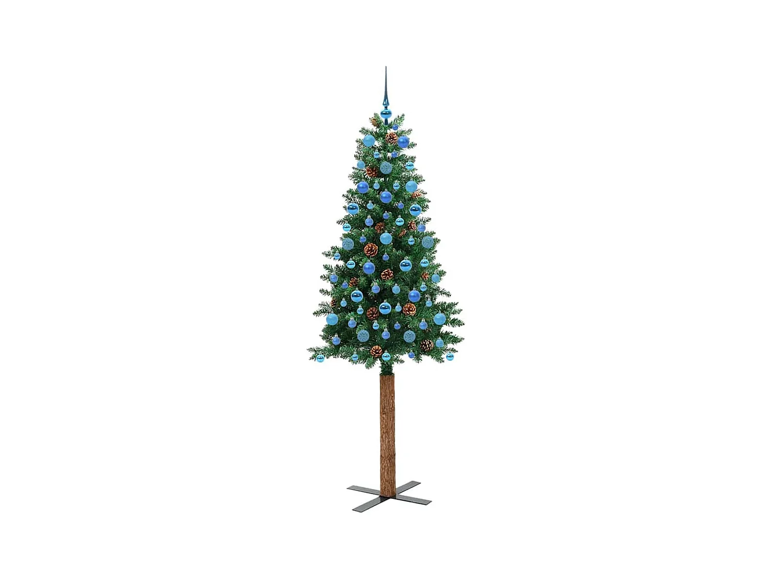 Árbol de Navidad Delgado con 300 LED con soporte Verde 210 cm