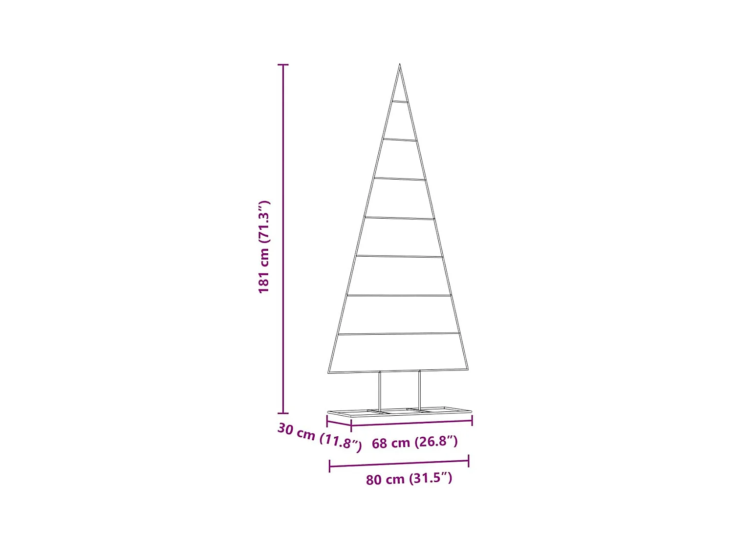 Árbol de Navidad de metal con soporte Dorado 180 cm