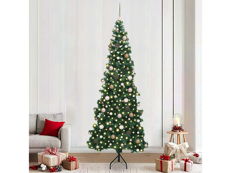 Arbre de Noël artificiel d'angle Vert 240 cm PVC et métal