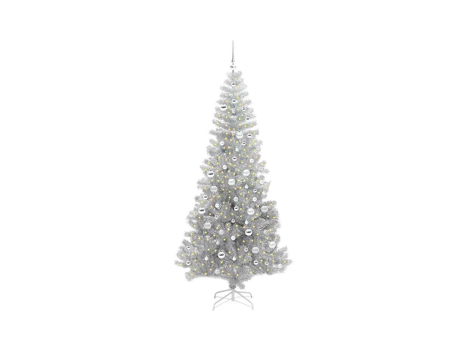 Sapin de Noël avec 300 LED avec support Argent 210 cm PET