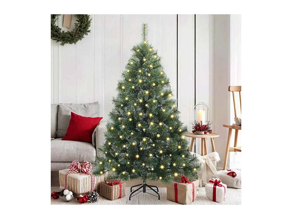 Kunstkerstboom met 150 LED met standaard Groen 150 cm PE en PVC