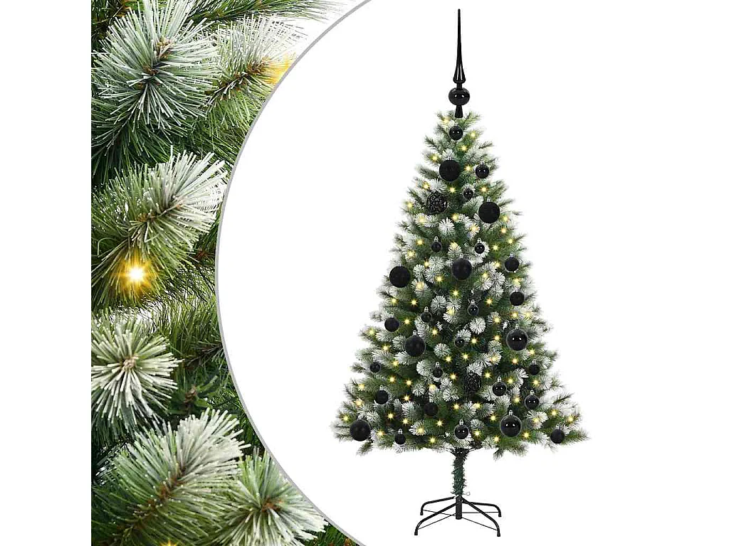 Árvore de Natal Artificial com Dobradiças e Neve Coberta 120 cm