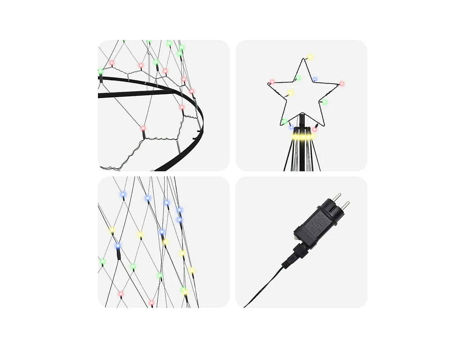 Arbre de Noël LED Multicolore 138,5 x 138,5 x 399 cm Métal