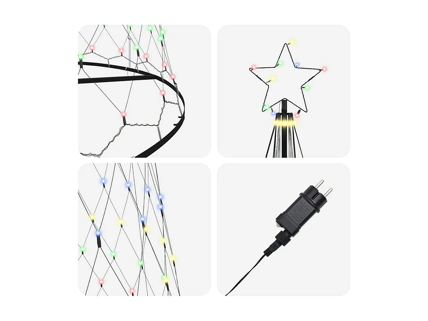 Arbre de Noël LED Multicolore 138,5 x 138,5 x 399 cm Métal