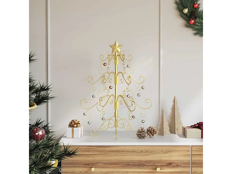 Árbol de Navidad de metal con soporte Dorado 60 cm