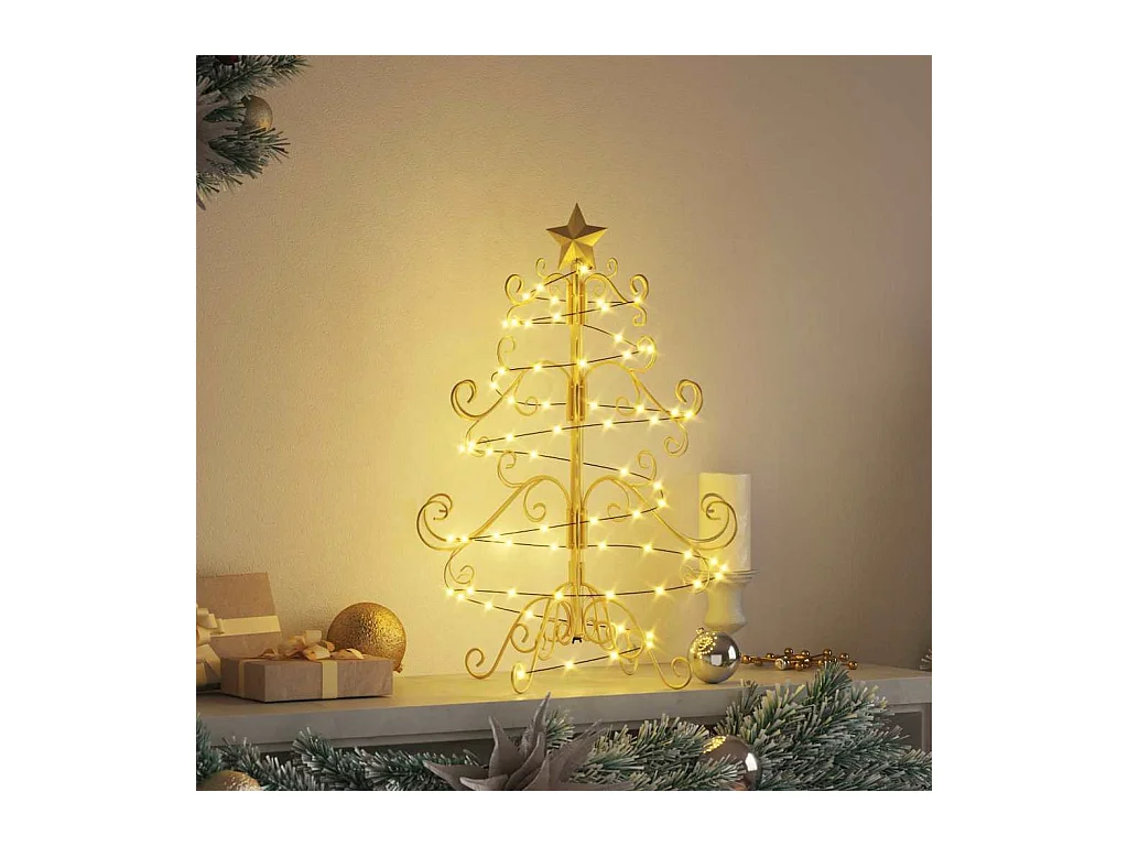 Árbol de Navidad de metal con soporte Dorado 60 cm