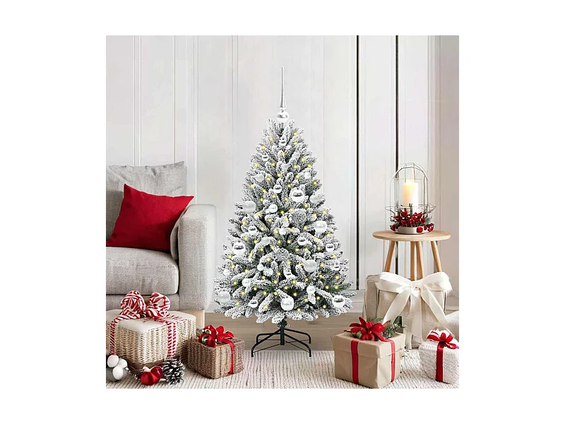 Sapin de Noël artificiel Vert et blanc 120 cm PVC et métal