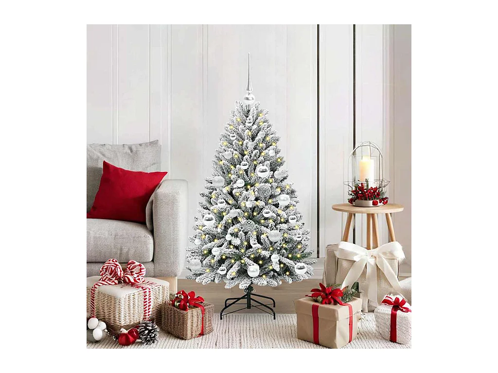 Sapin de Noël artificiel Vert et blanc 120 cm PVC et métal