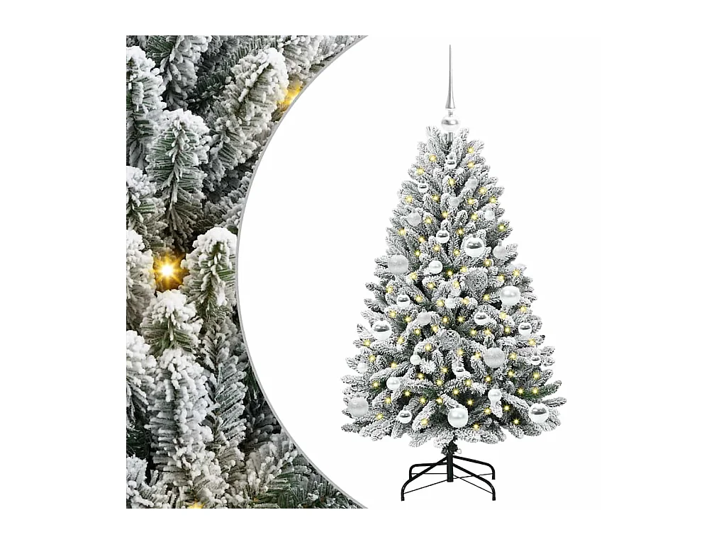 Sapin de Noël artificiel Vert et blanc 120 cm PVC et métal