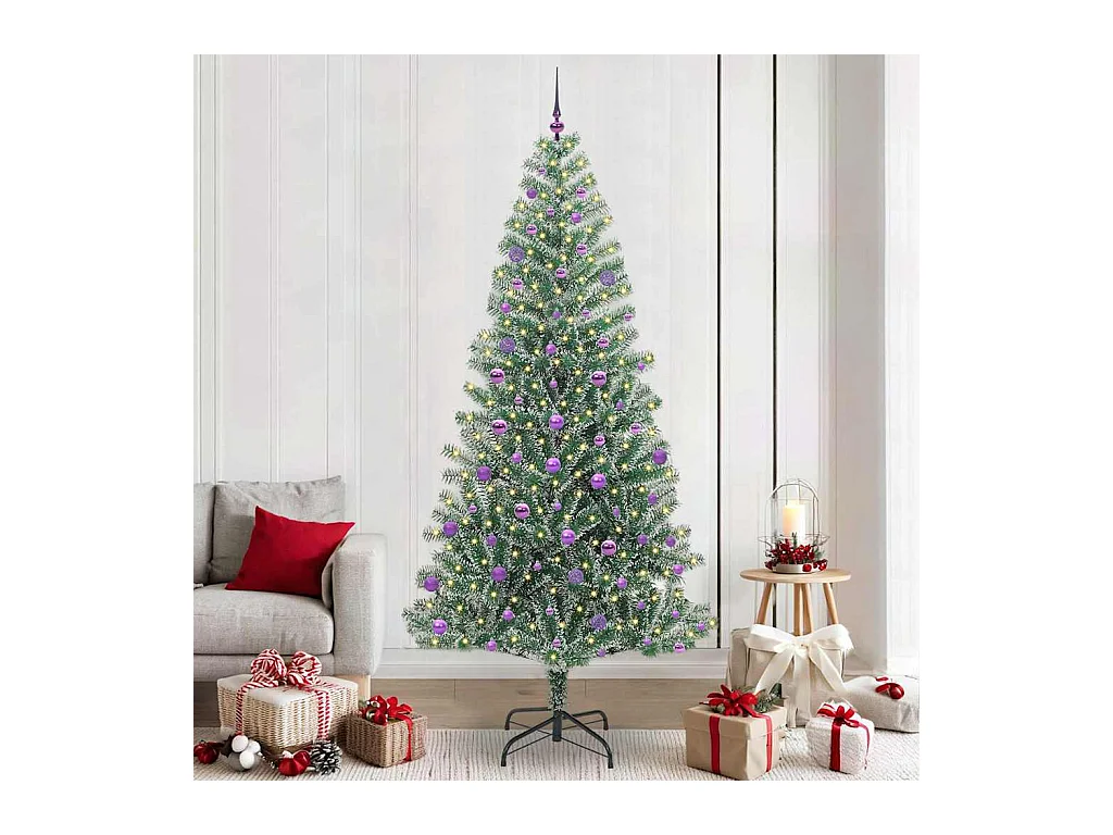 Árbol de Navidad Artificial Nevado con Luz LED Verde y 240 cm