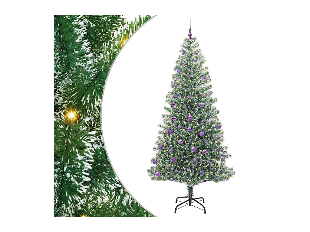 Árbol de Navidad Artificial Nevado con Luz LED Verde y 240 cm