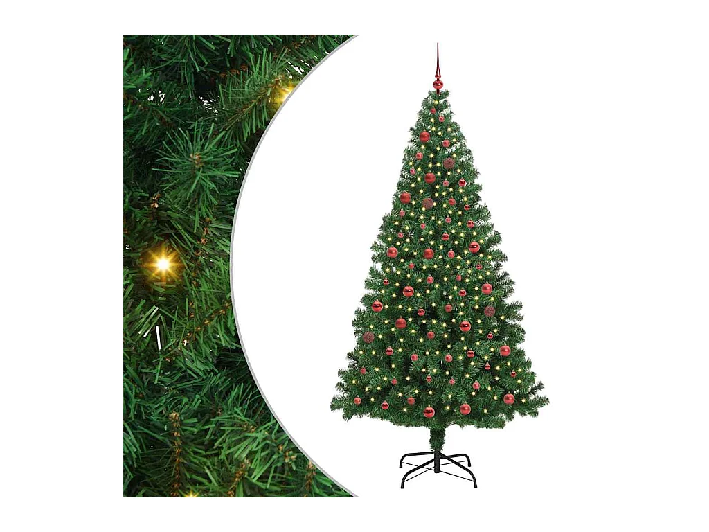 Kunstkerstboom Groen 210 cm PVC en Staal en Kunststof