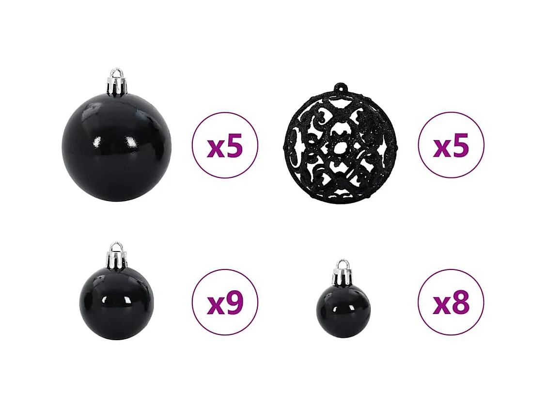 Sapin de Noël artificiel pré-éclairé avec set de boules Vert