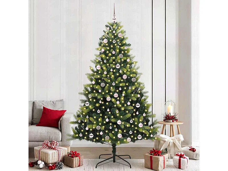 Arbre de Noël Artificiel à Charnières 300 LEDs Vert 240 cm