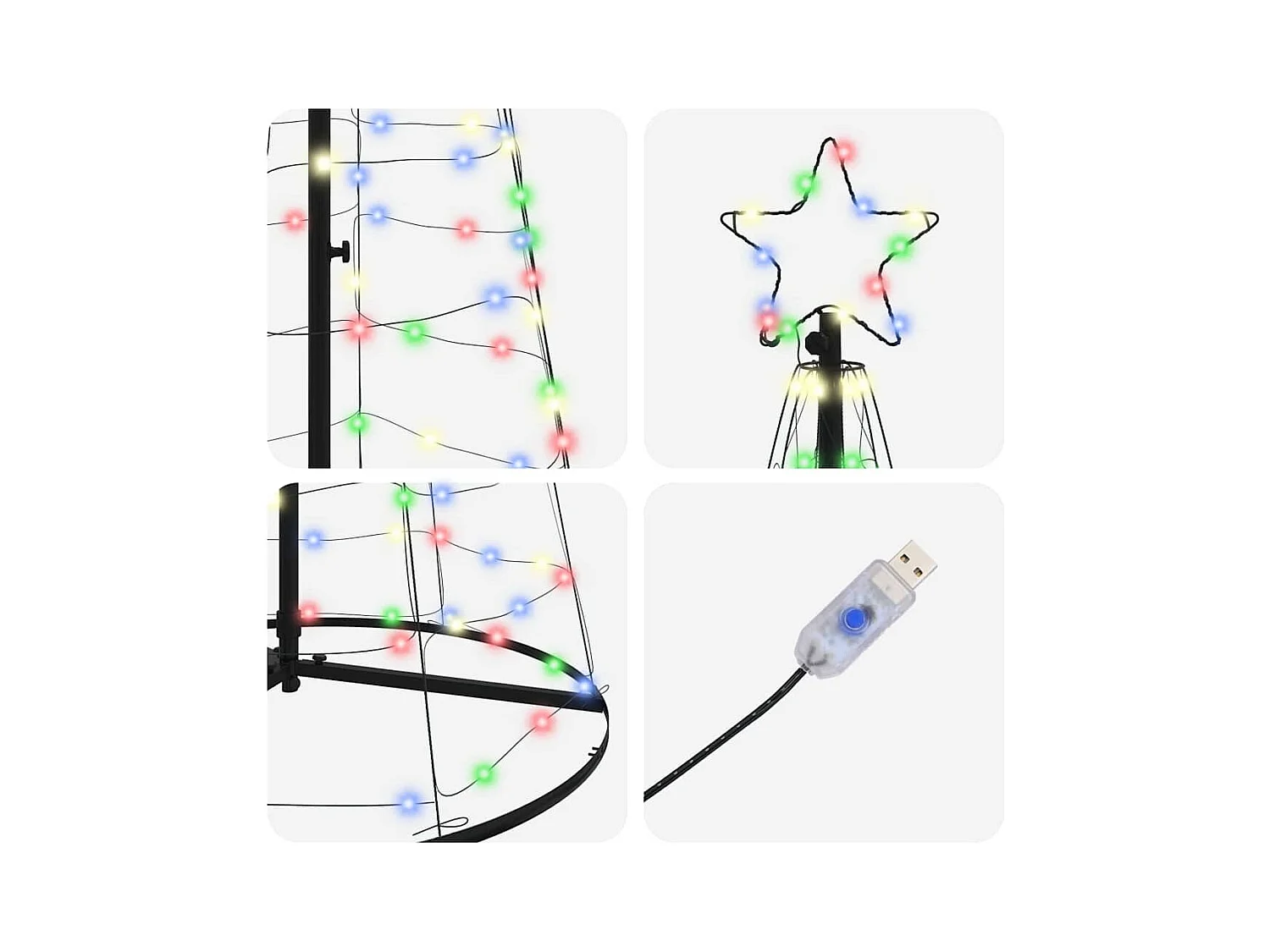 Árbol de Navidad LED con 390 LED Multicolor 250 cm Hierro