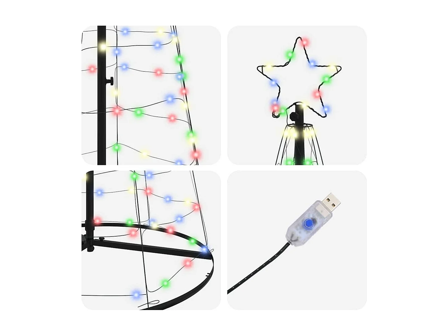 Arbre de Noël LED avec 390 LED Multicolore 250 cm Fer