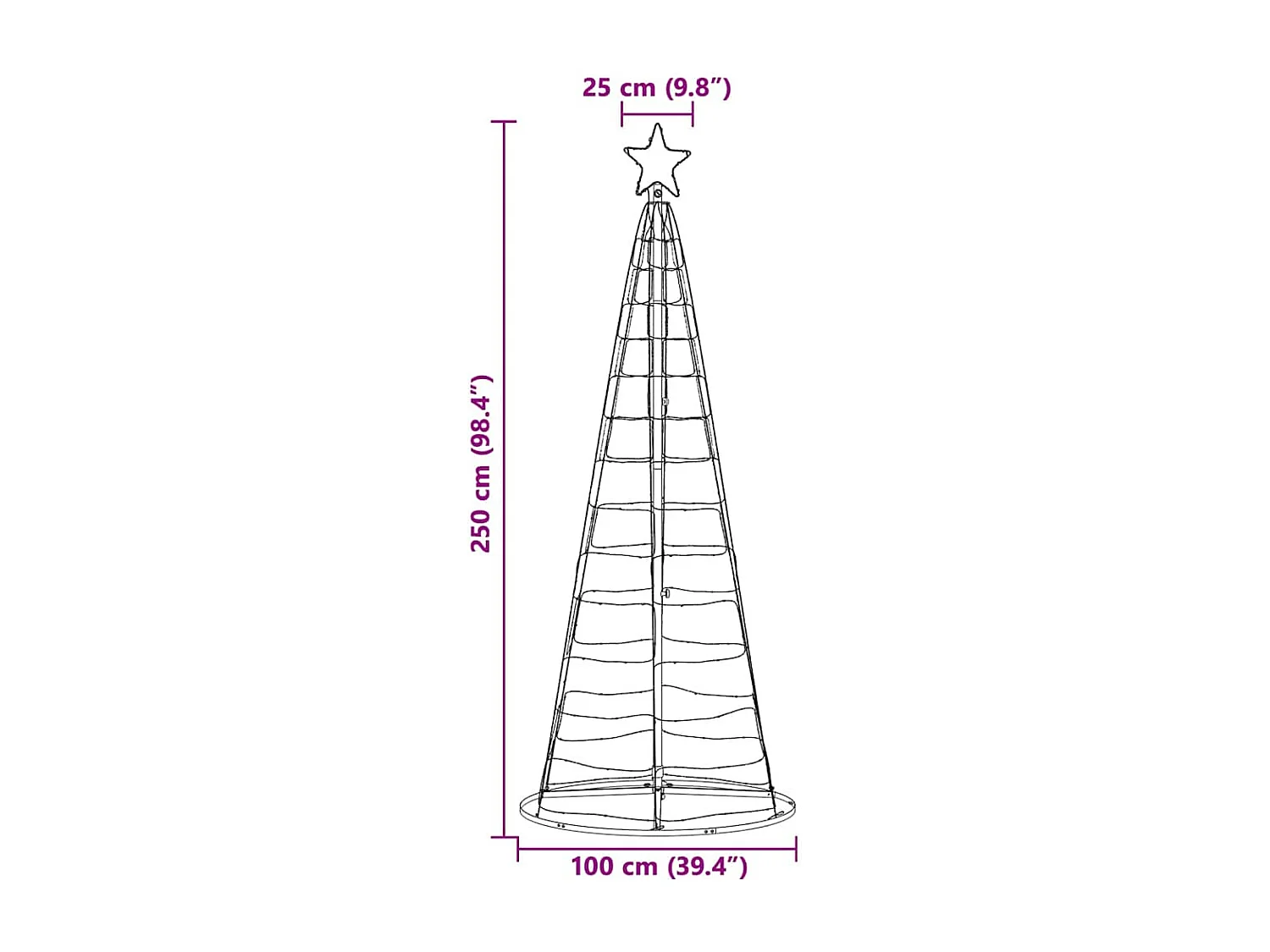 Arbre de Noël LED avec 390 LED Multicolore 250 cm Fer
