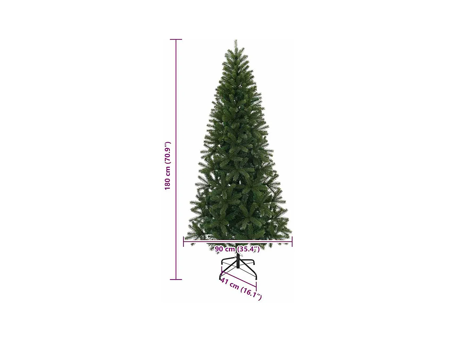 Árbol de Navidad artificial Verde 180 cm PVC, PE y acero
