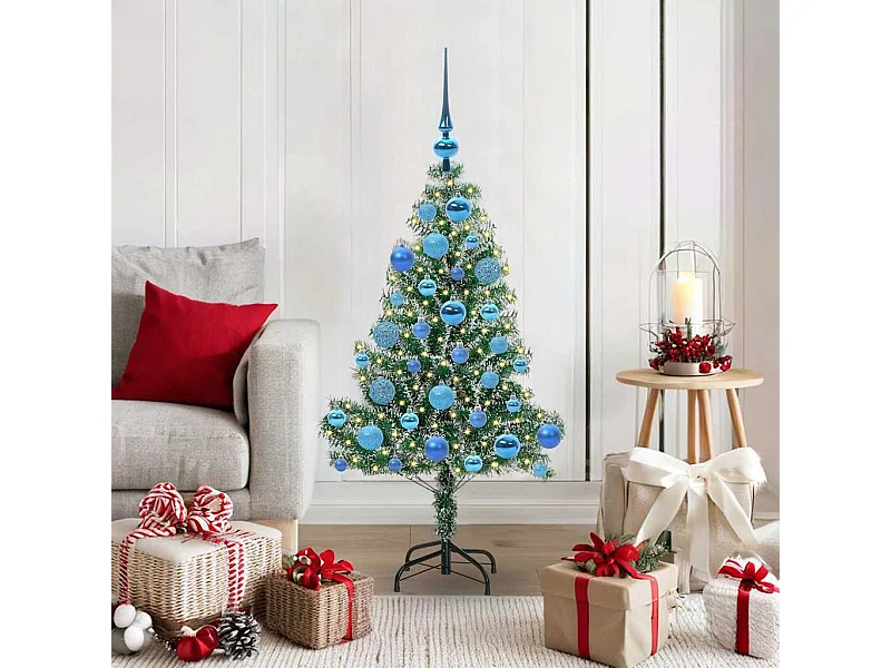 Árbol de Navidad Artificial Nevado con Luz LED Verde y 120 cm