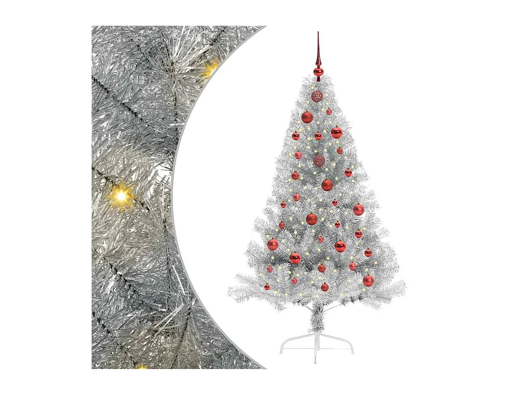 Sapin de Noël artificiel pré-éclairé Argent 150 cm PET