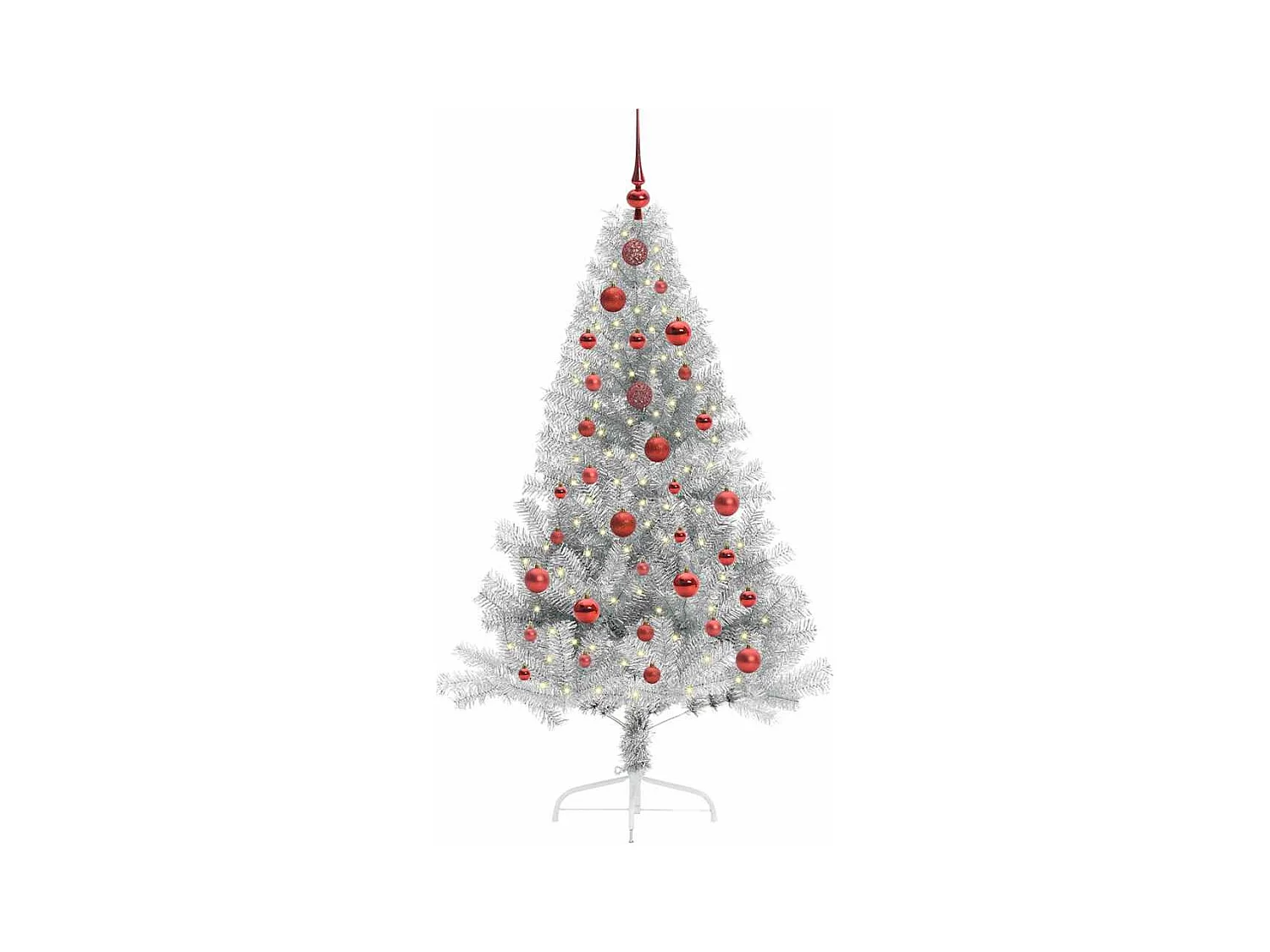 Sapin de Noël artificiel pré-éclairé Argent 150 cm PET