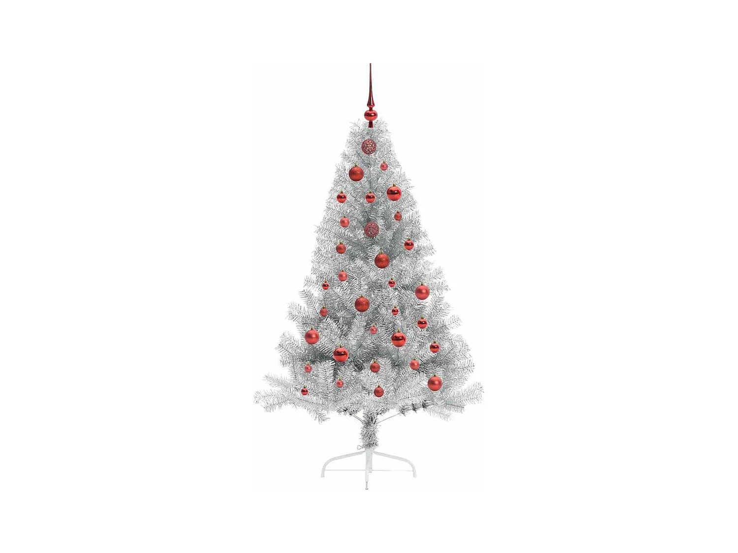 Sapin de Noël artificiel pré-éclairé Argent 150 cm PET