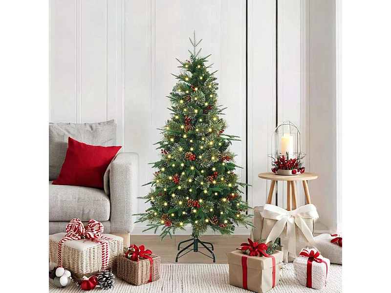 Kunstmatige Hinged Kerstboom met 150 LED Groen 150 cm PE en PVC